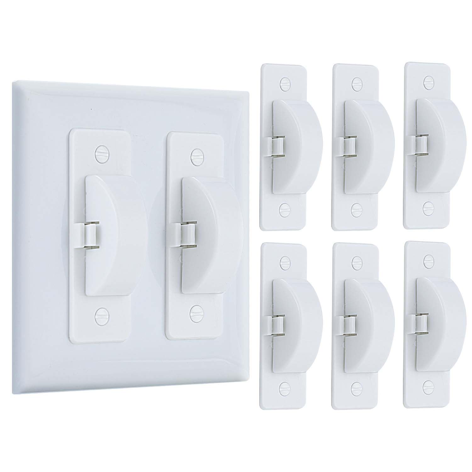 Roxiuc Switch Cover Guard white 6pc pack ready to safeguard outlets.