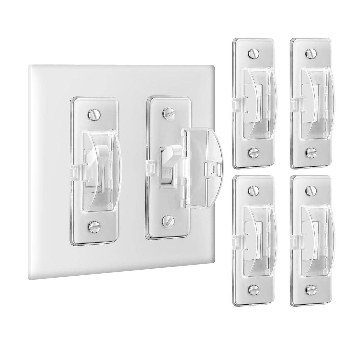 Roxiuc Switch Guard clear-cover, nearly invisible protection keeps curious fingers away from switches.