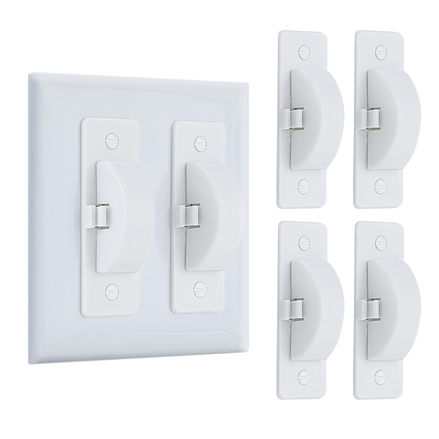 Roxiuc switch guard front view shows discreet, child-safe protection for wall switches.