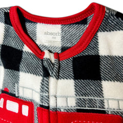 Royal Boys fleece sleeper closeup-fabric highlights soft, breathable material.