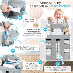 ROYAL RUSU diaper caddy mount options fit cribs, tables, or walls with secure straps