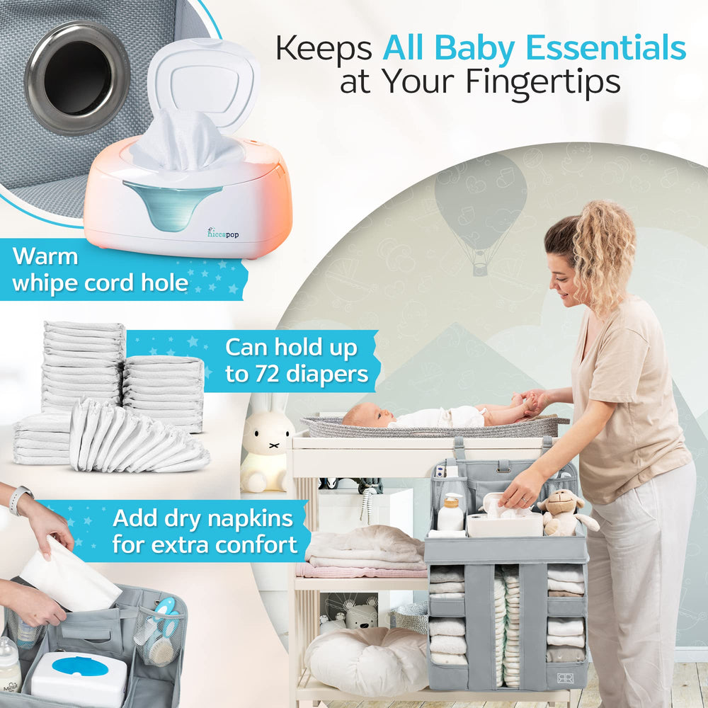 ROYAL RUSU hanging diaper caddy top shelf holds wipes warmer for quick access