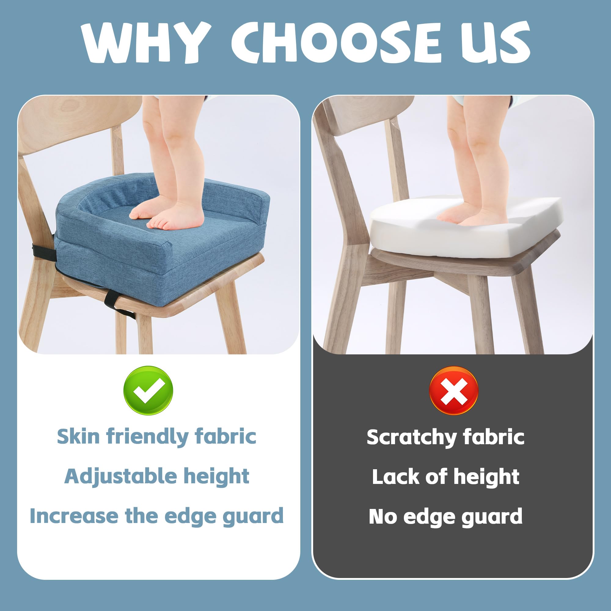 ROYALAY booster seat anti-slip bottom provides stable placement on tables