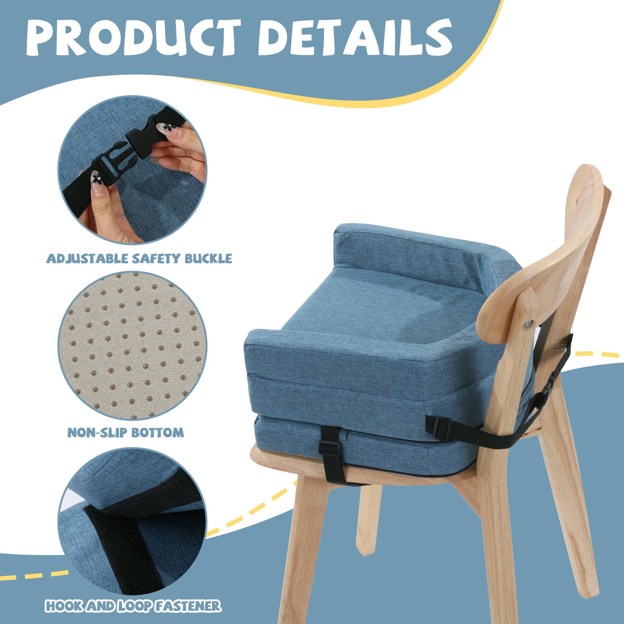 ROYALAY booster seat straps safety features keeping cushions firmly fixed