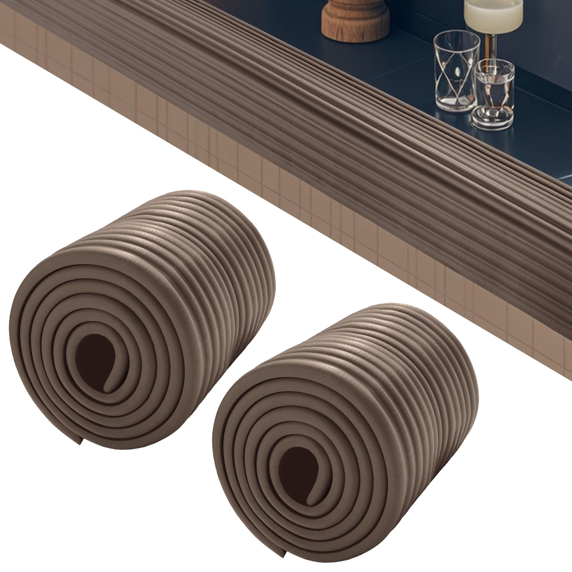 Royalalay fireplace cushion walnut texture on smooth NBR surface provides safe edge padding for furniture.