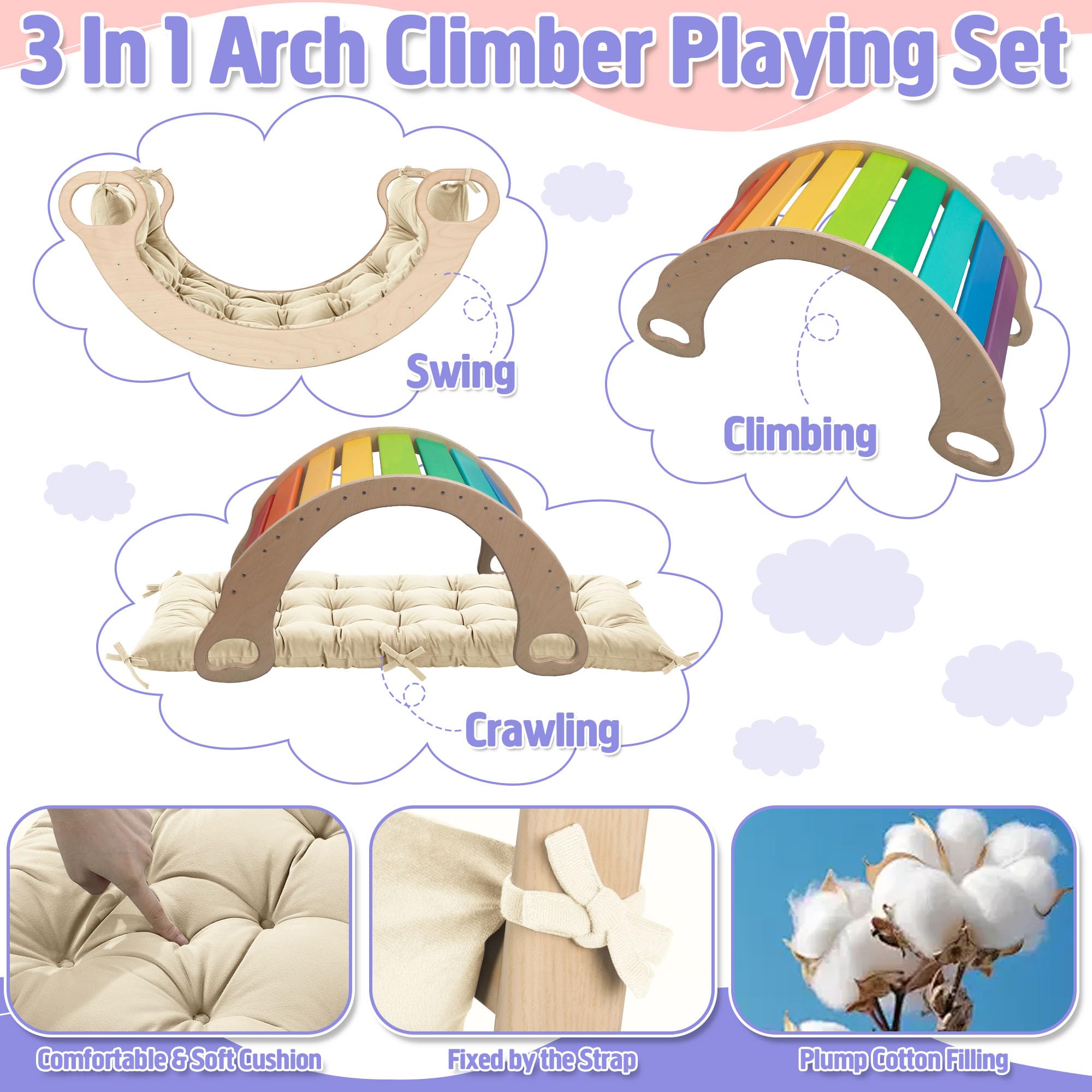 ROYALAY arch-mat with straps anchors securely to arches for stable play