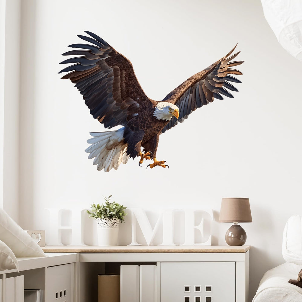 RoyoLam Lifelike Bald Eagle wall decal on nursery wall adds playful nature-inspired decor.