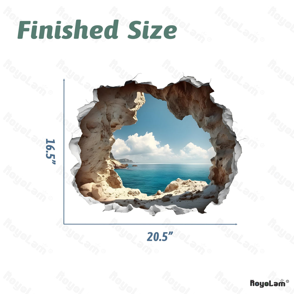 RoyoLam Cave ocean-inspired decal complements bathroom decor