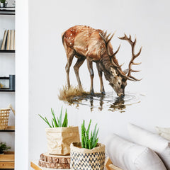 RoyoLam deer wall sticker on living room wall adds playful charm.
