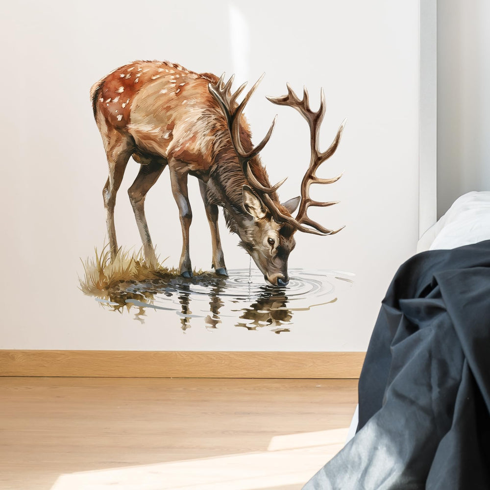 RoyoLam deer drinking water wall sticker sheet brightens nursery decor.