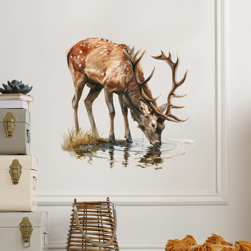RoyoLam deer nursery wall decal easy to apply on smooth walls.