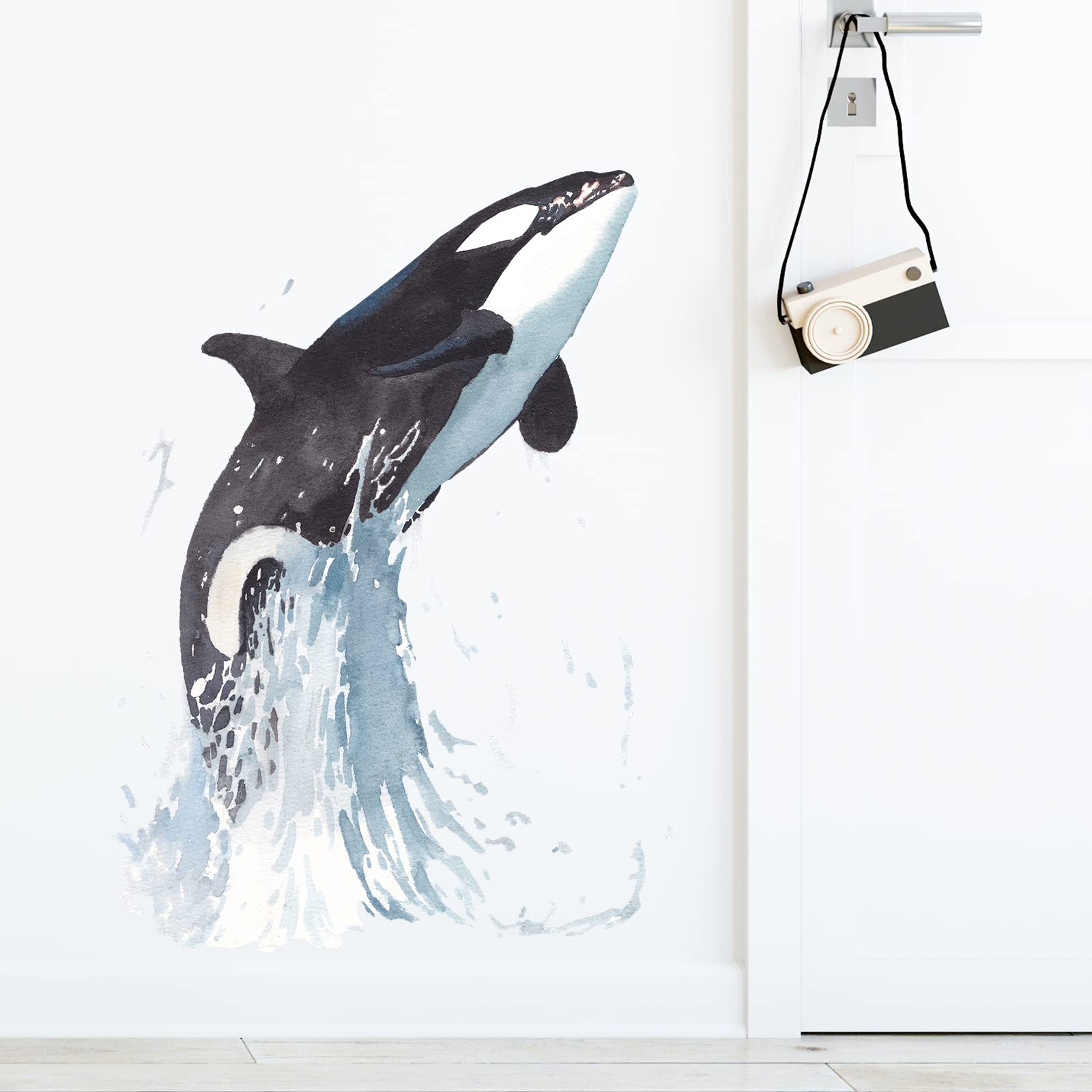 RoyoLam ocean animal wall sticker portrait of jumping whale enhances classroom ambiance.