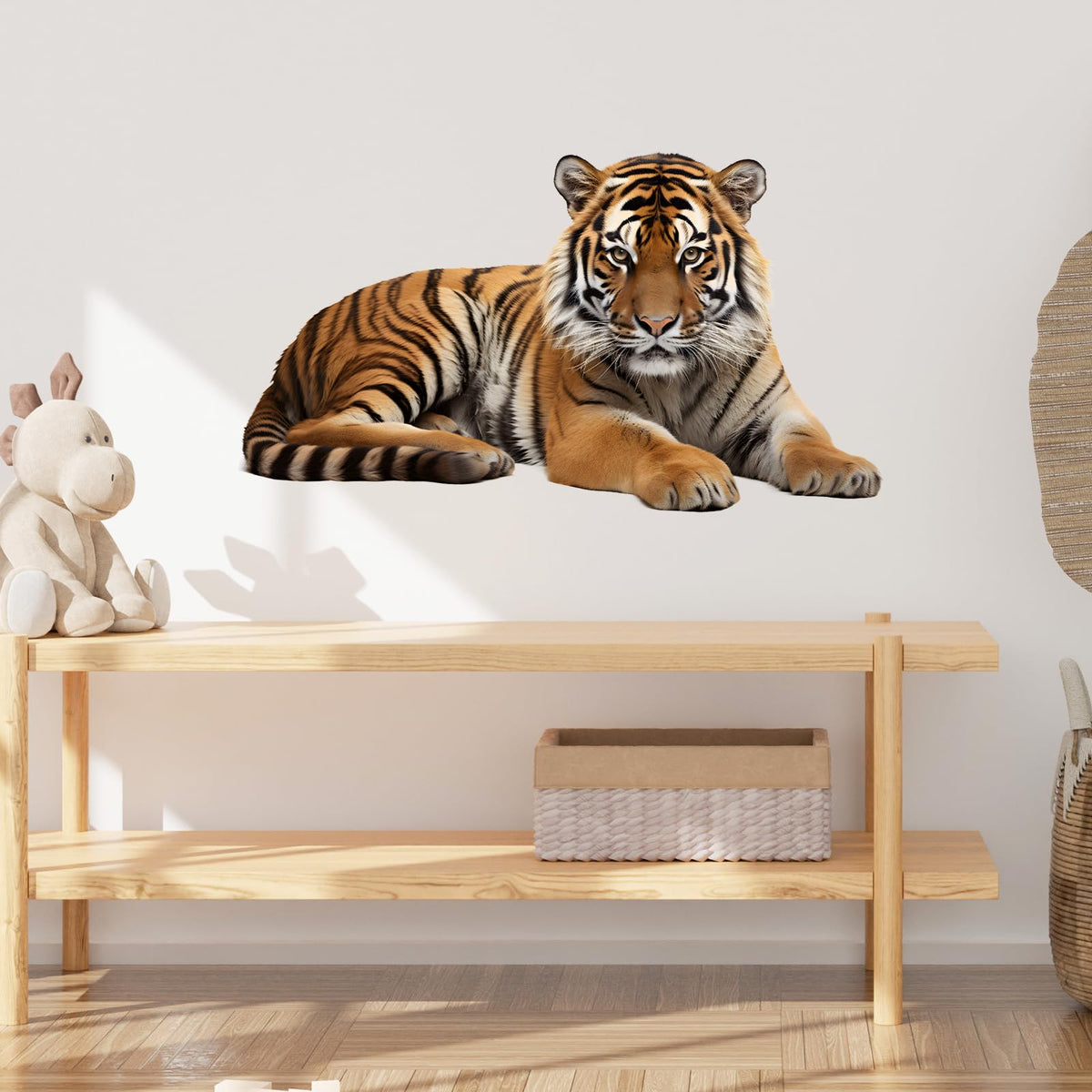 RoyoLam lifelike lying tiger decal bright colors for kid's room decor