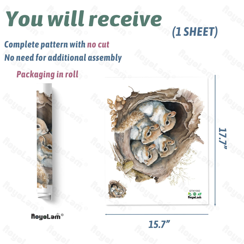 RoyoLam peel-and-stick squirrels decal for quick room updates