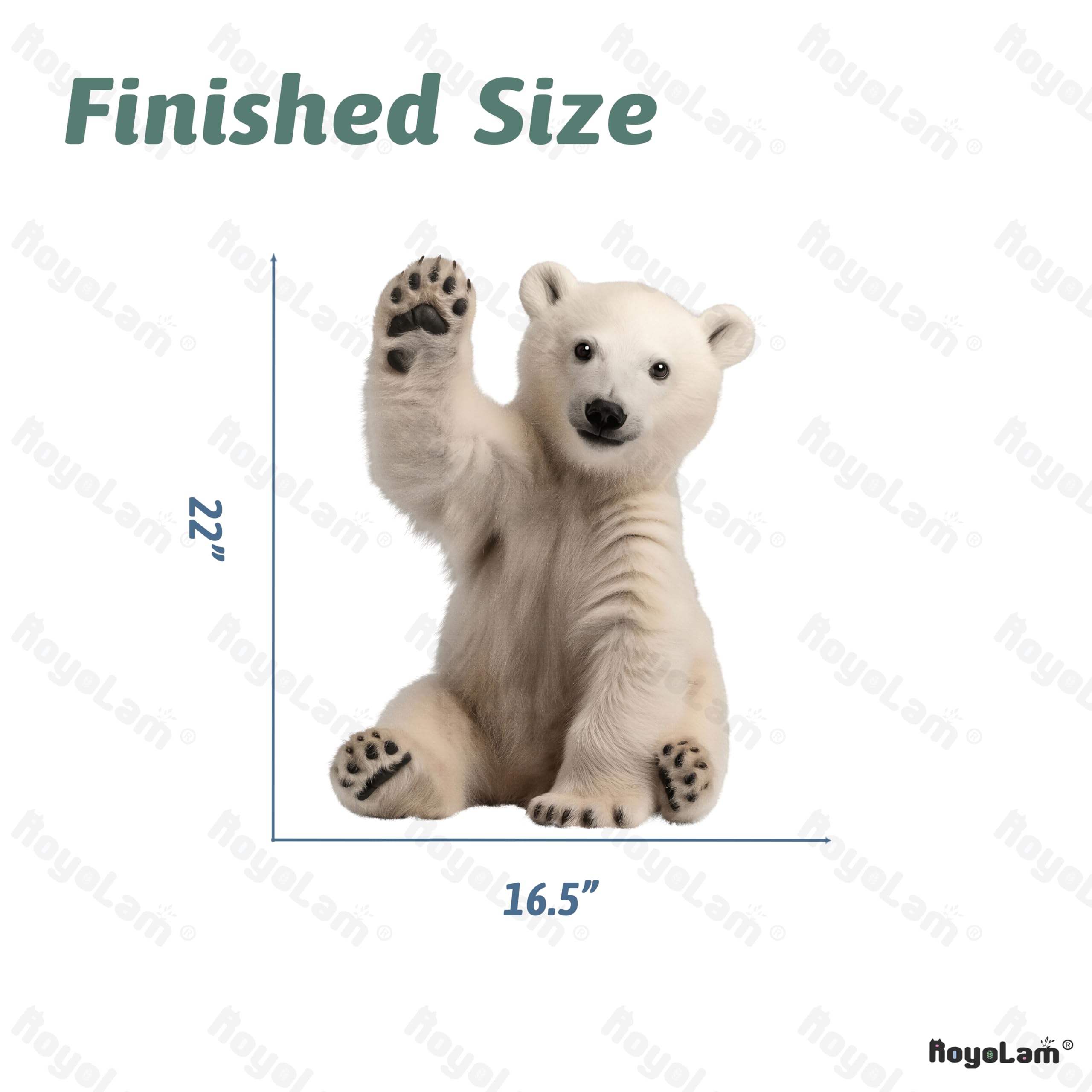 RoyoLam Hello Polar Bear applied close-up on a smooth surface showing removal capability.