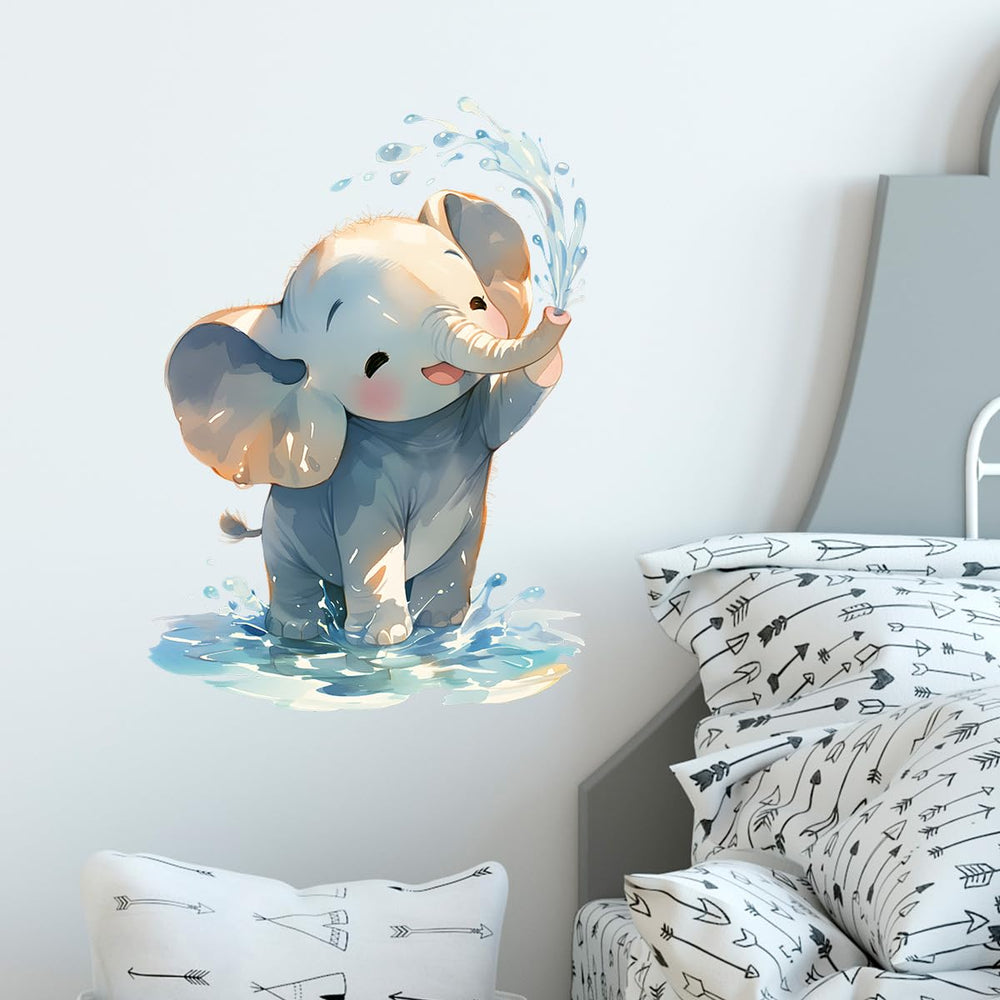 Royolam cartoon baby elephant wall decal adds a charming nursery focal point.