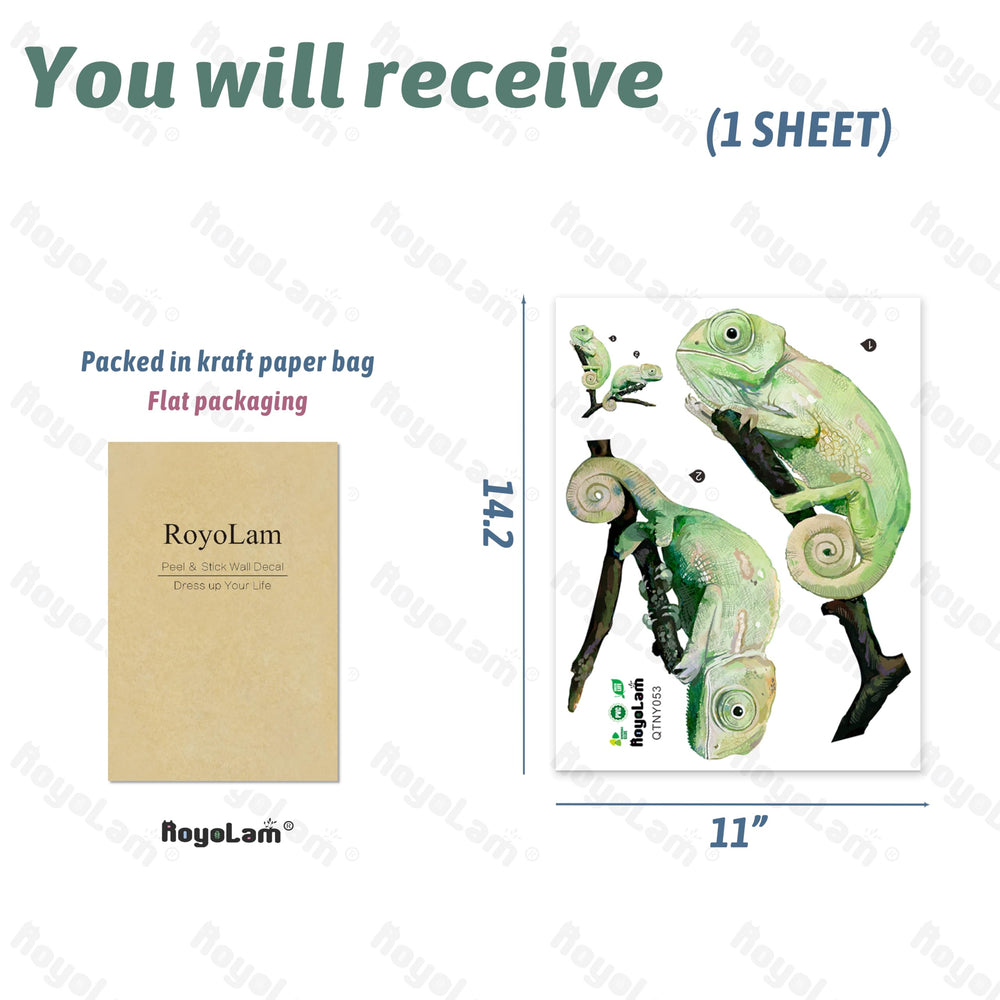 RoyoLam chameleons removable waterproof sticker on smooth wall
