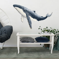RoyoLam humpback whale wall decal on a smooth wall for a playful nursery.