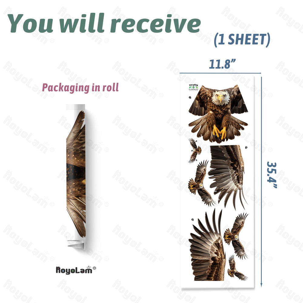 RoyoLam lifelike eagle wall decal applied on smooth surfaces like doors or tiles