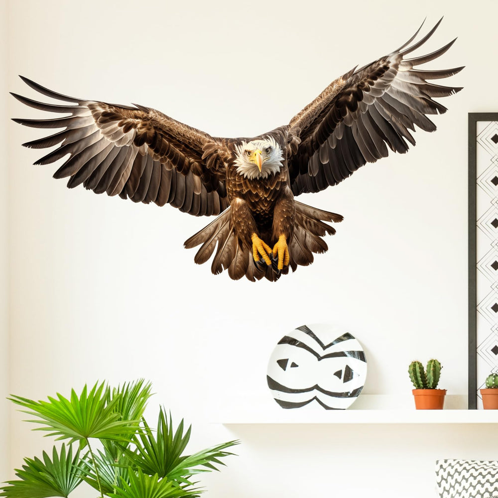 RoyoLam lifelike eagle wall decal finished size displayed on wall for living room impact