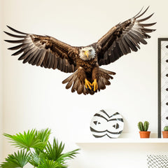 RoyoLam lifelike eagle wall decal finished size displayed on wall for living room impact