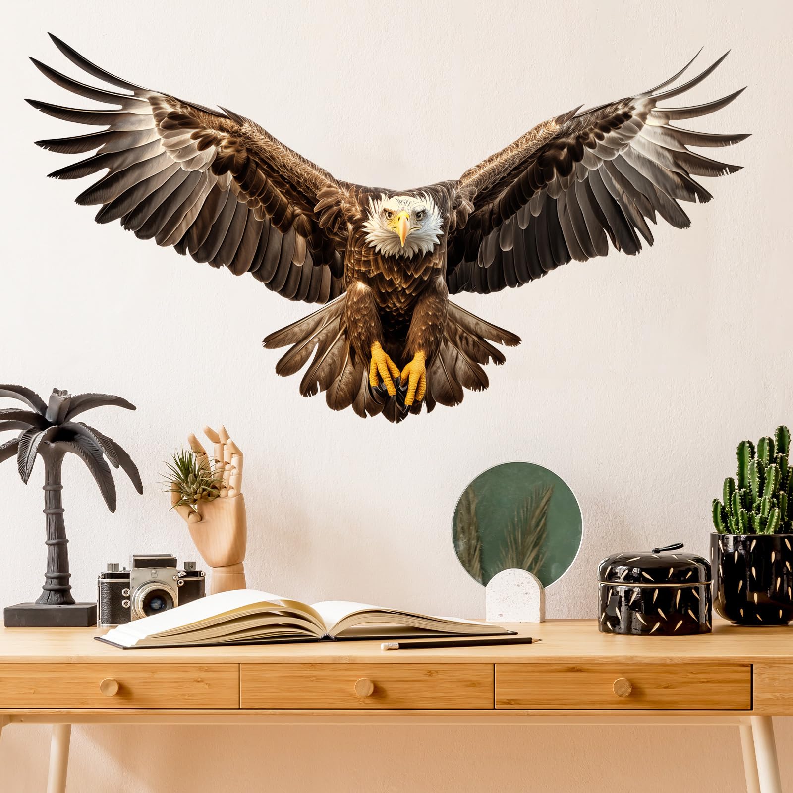 RoyoLam lifelike eagle wall decal sheet on white wall for bright nursery decor