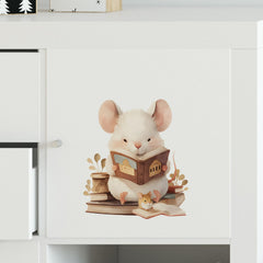 RoyoLam nursery wall art mouse reading spotlights educational charm for classrooms and play areas.
