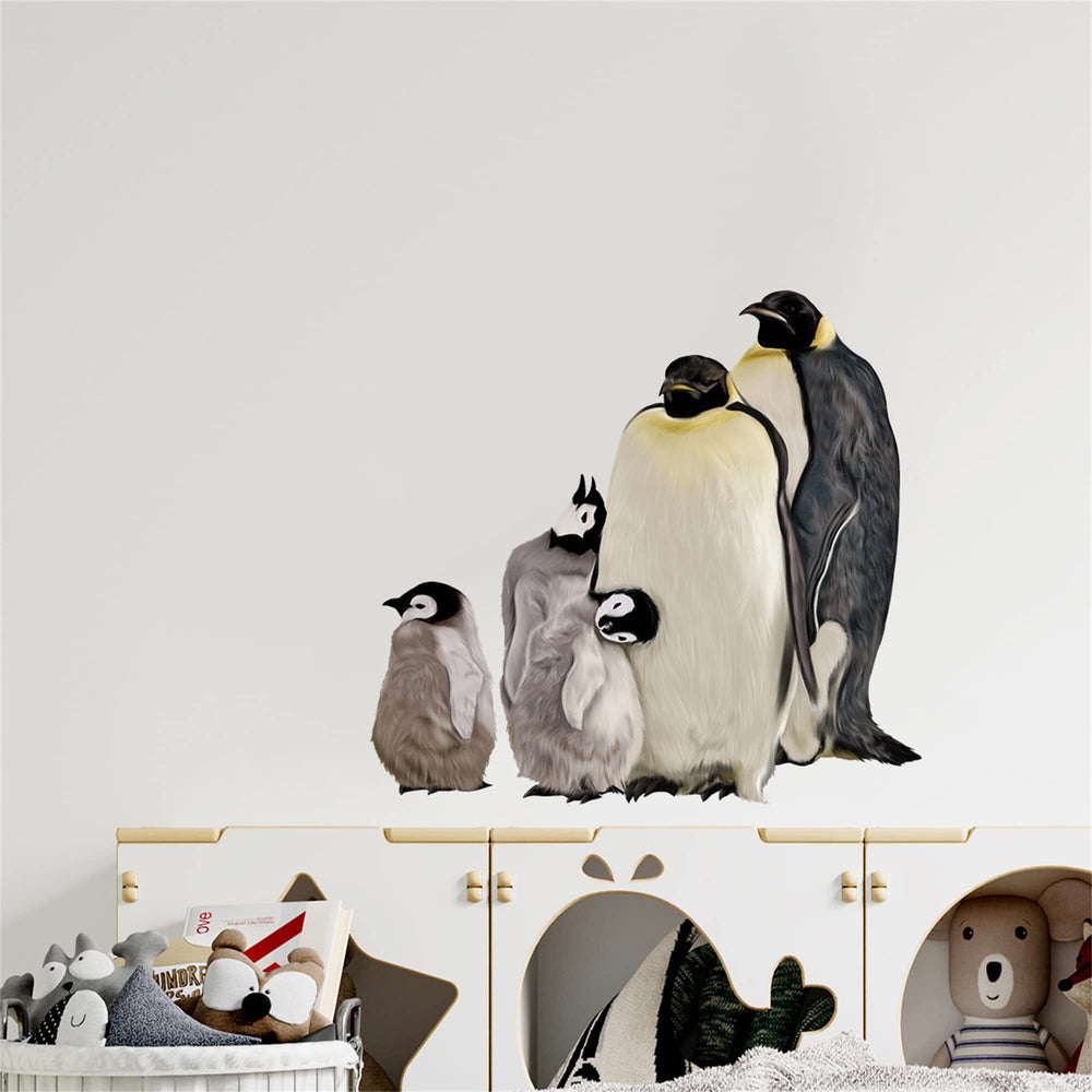 Royolam penguin-family-wall-application-scene creates a cute focal point in kids' rooms.