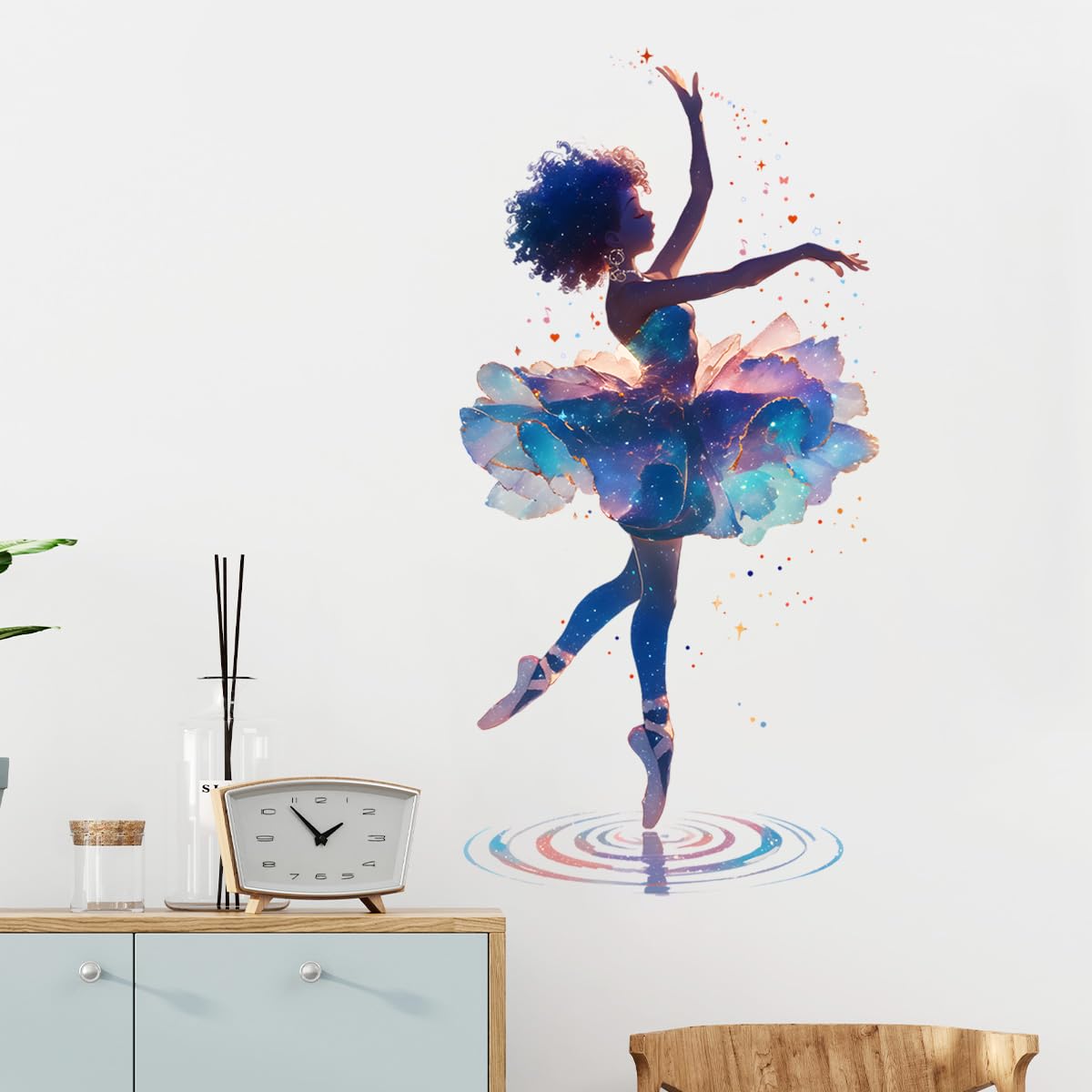 Royolam removable ballerina wall art for kids' room, easy to reposition without residue.