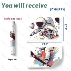 Royolam skater astronaut wall sticker supports classroom storytelling and engagement.