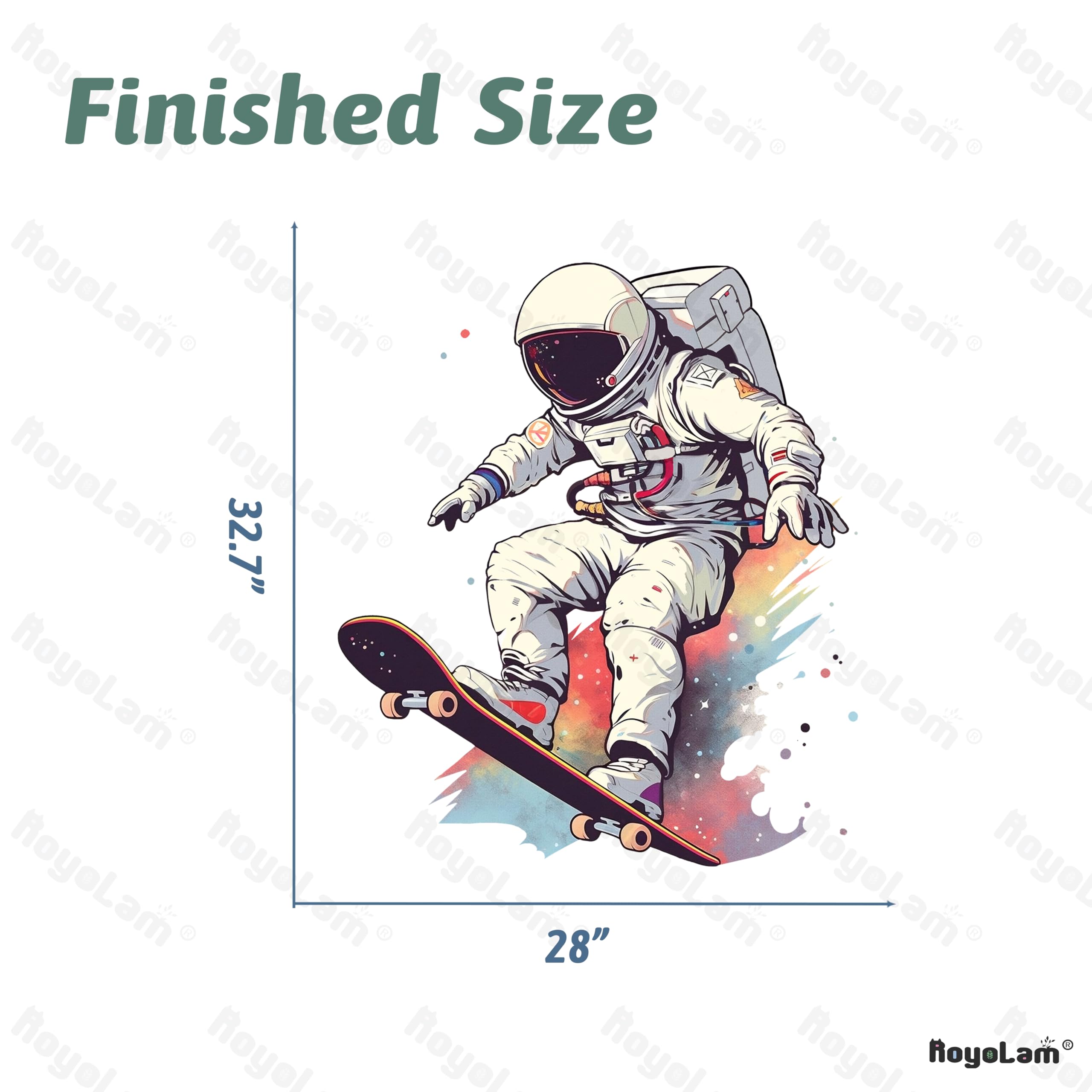 Royolam skater astronaut wall sticker is removable, great for renters.