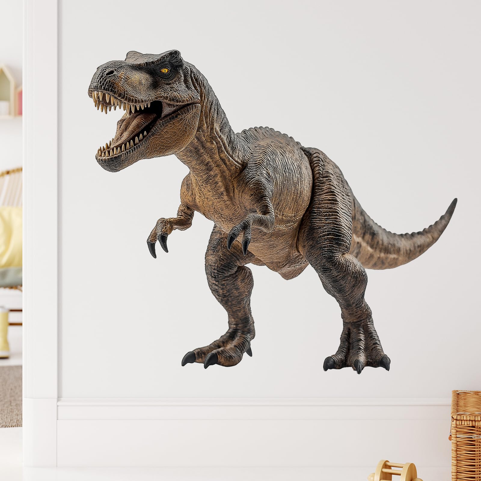 RoyoLam Tyrannosaurus on white wall creates engaging learning-themed environment