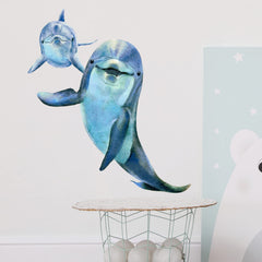 royolam underwater dolphins wall decal brightens nurseries with a playful ocean scene.