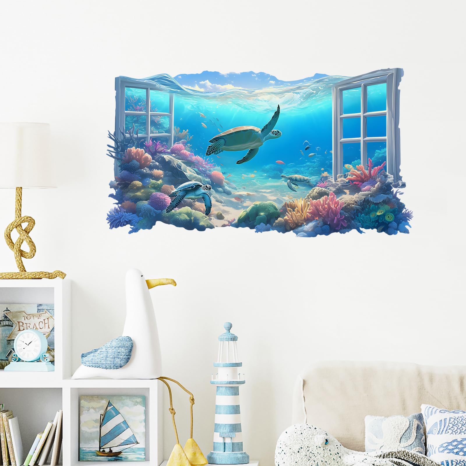 RoyoLam sea turtle scenery wall sticker room makes play areas feel immersive and inviting.