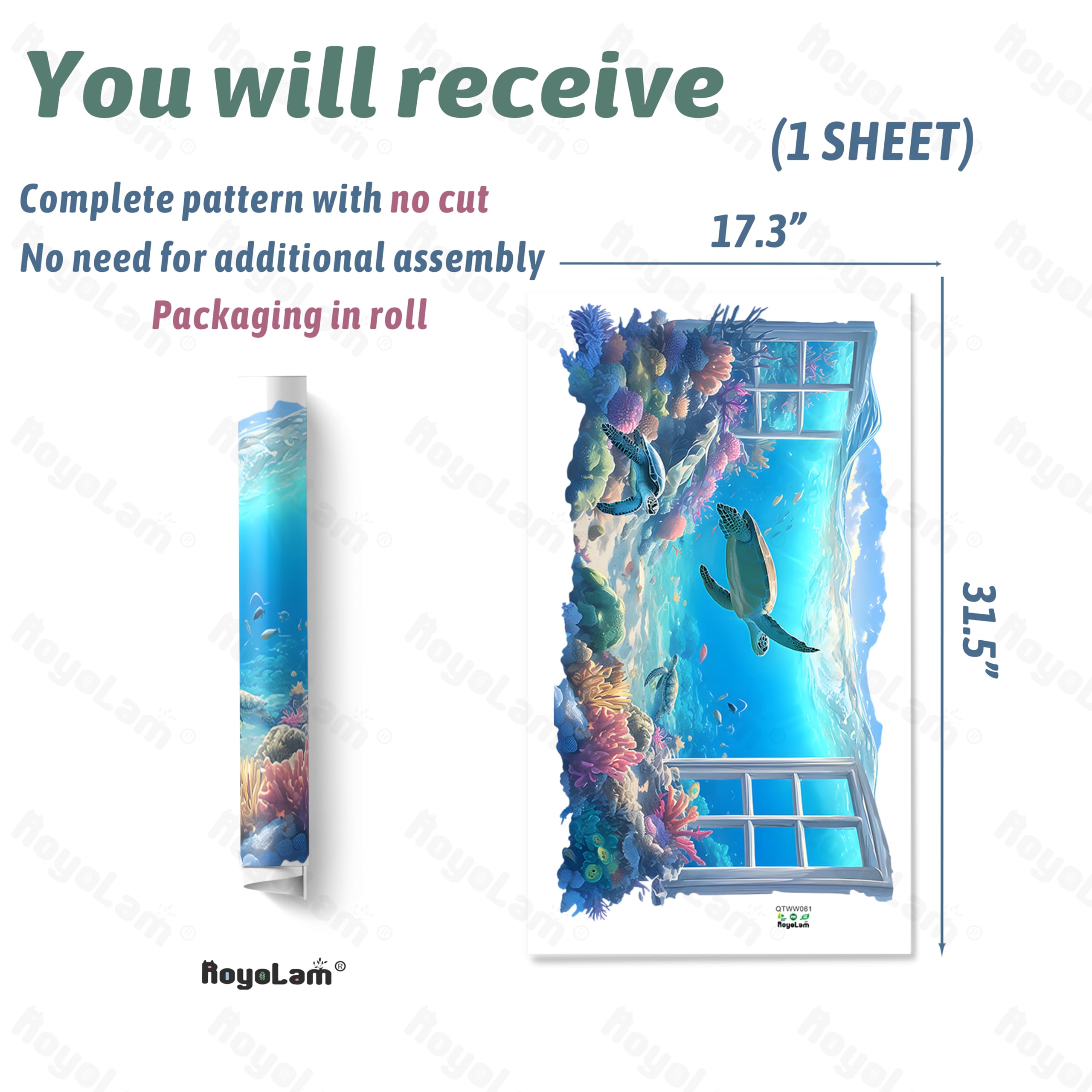 RoyoLam underwater wall sticker for nursery provides waterproof, removable decoration with quick changes.