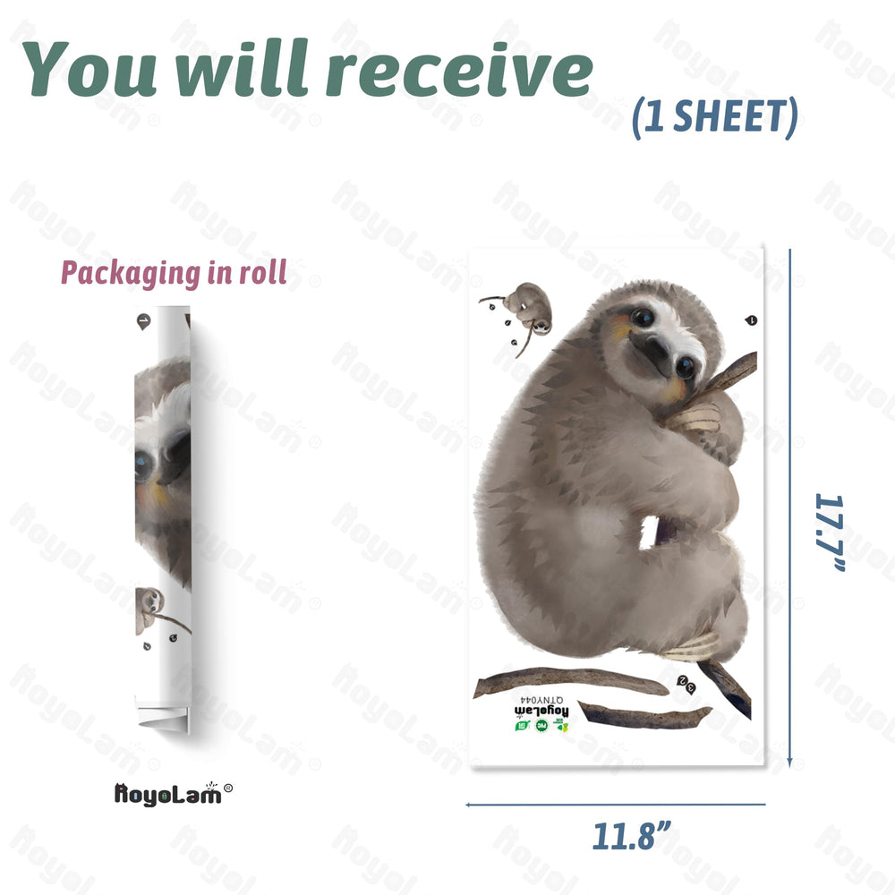 RoyoLam Little Sloth wall decal on smooth surfaces like wall or furniture