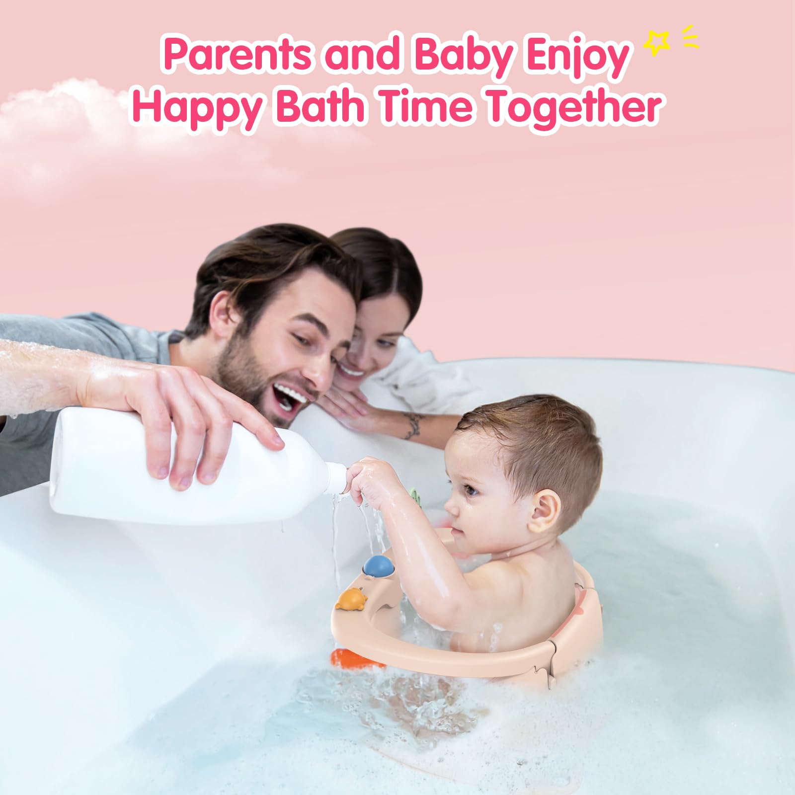 RPTGH pink bath seat in a bathroom setting