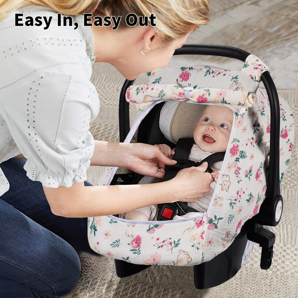 Rquiet car seat cover newborn essentials gift for new parents.