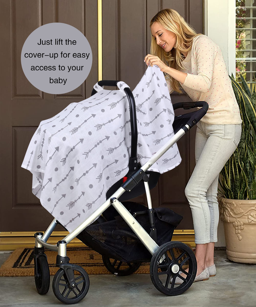 Rquite summer stroller cover shields baby from sun on walks.
