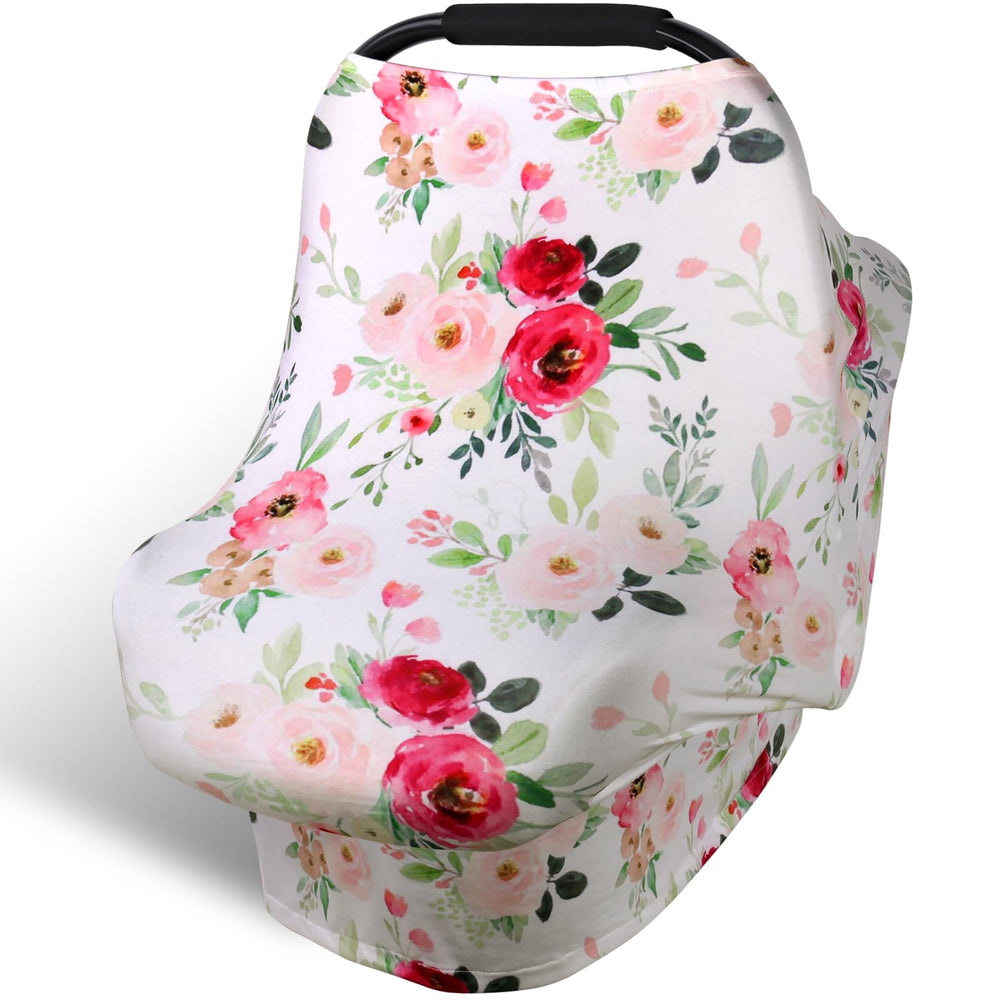 Rquite all-in-1 car seat cover canopy offering privacy and sun protection.