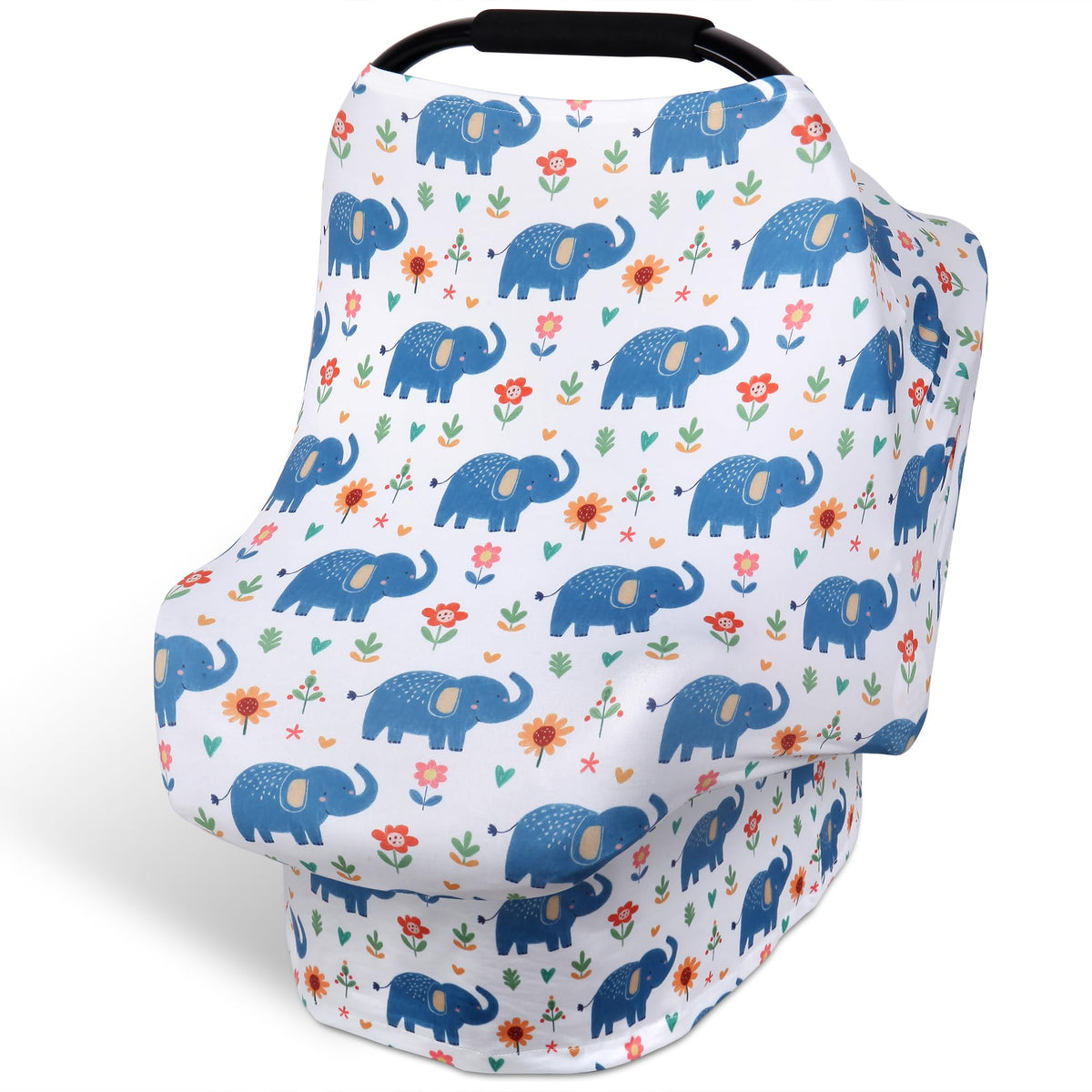 Rquite all-in-1 car seat cover canopy shields baby from sun and wind in public.