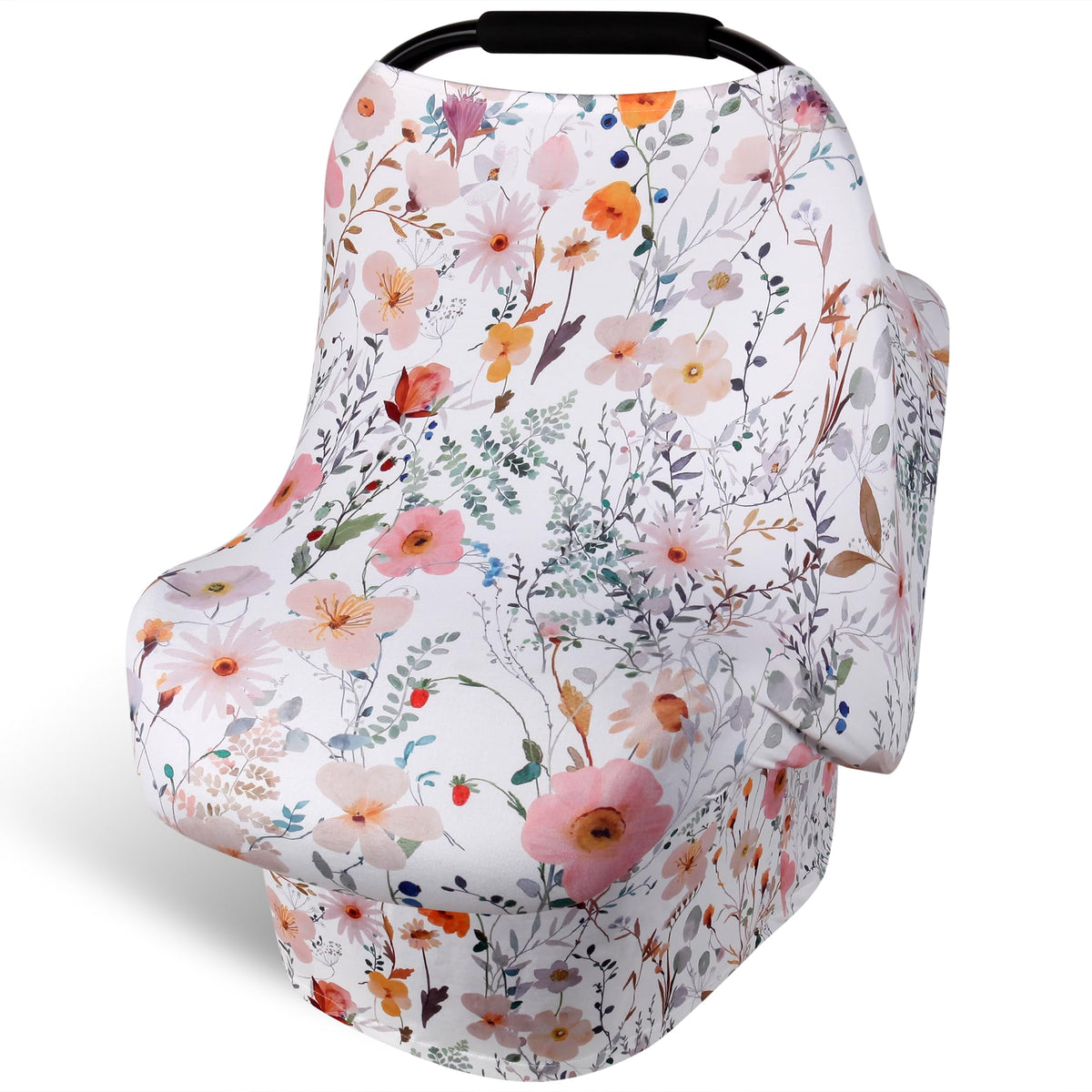 Rquite all-in-1 car seat cover front view showing private breastfeeding