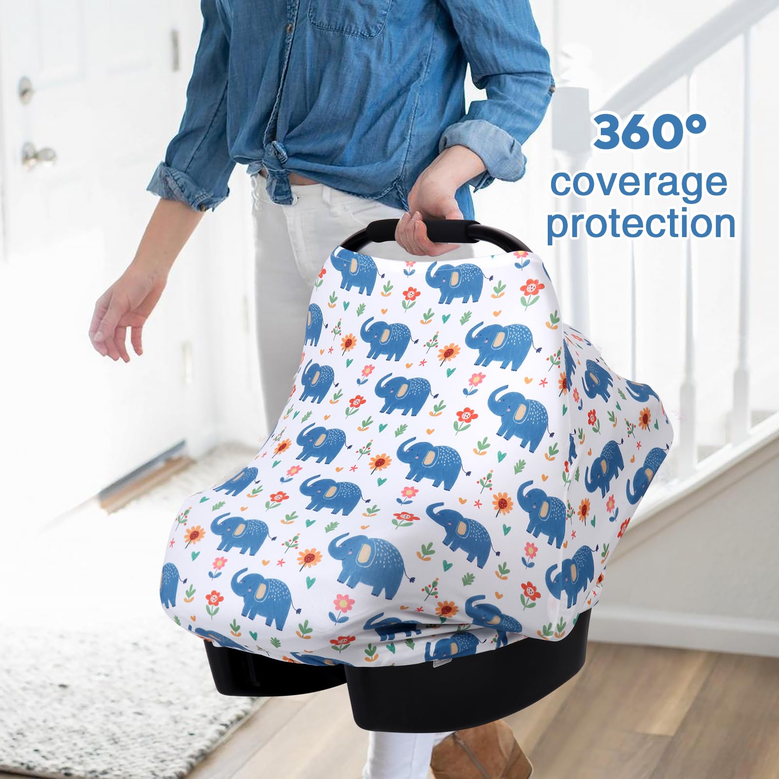 Rquite all-in-1 car seat cover shopping-cart cover creates a cozy, clean space for outings.