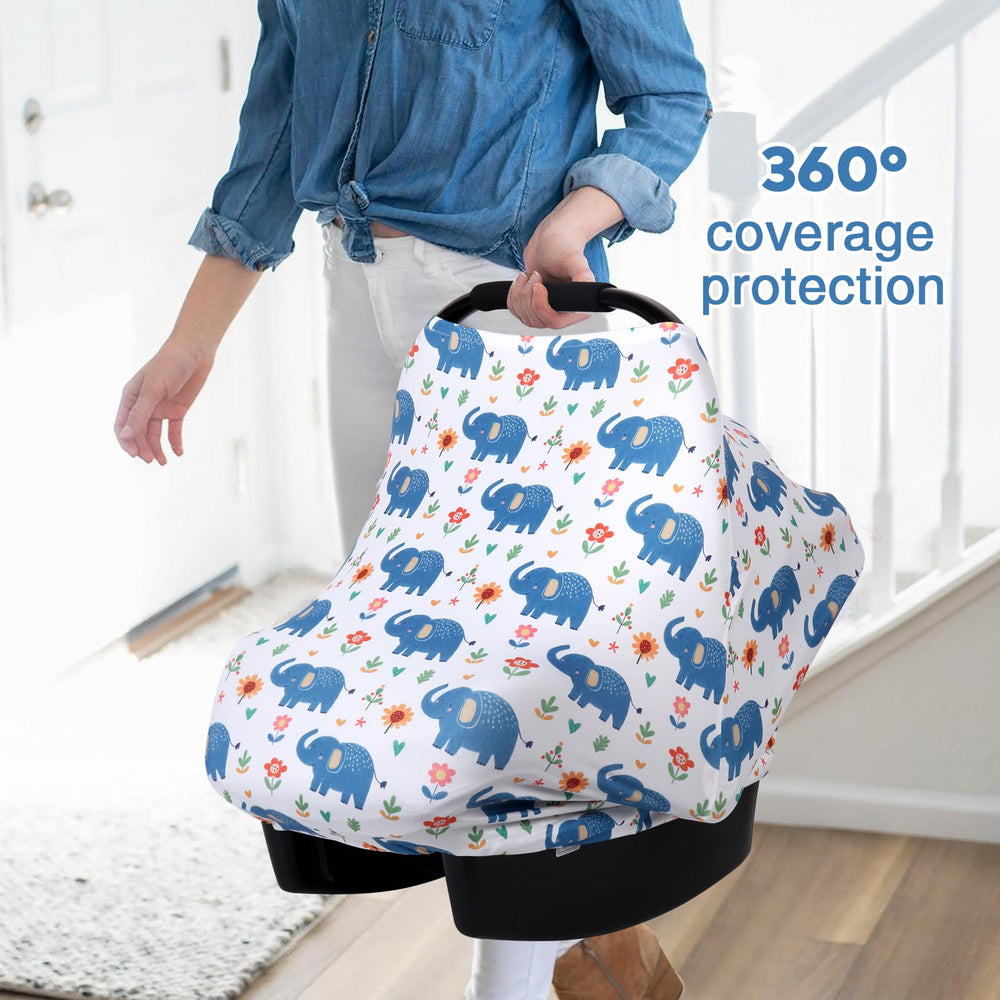 Rquite all-in-1 car seat cover shopping-cart cover creates a cozy, clean space for outings.