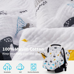 Rquite breathable muslin cotton car seat cover ensures airflow in warm weather
