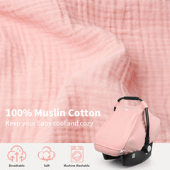 Rquite car seat cover mesh-window open design highlights breathable ventilation for baby.