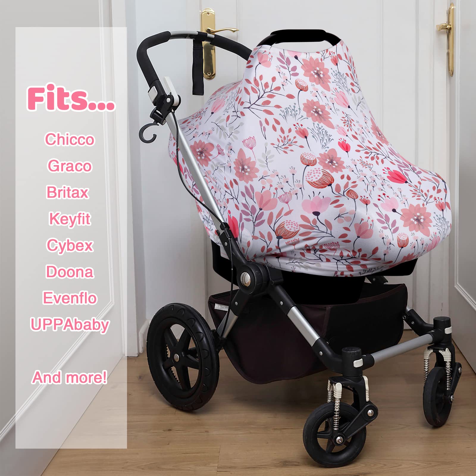 Rquite car seat cover used as stroller sun shade during outdoor outing
