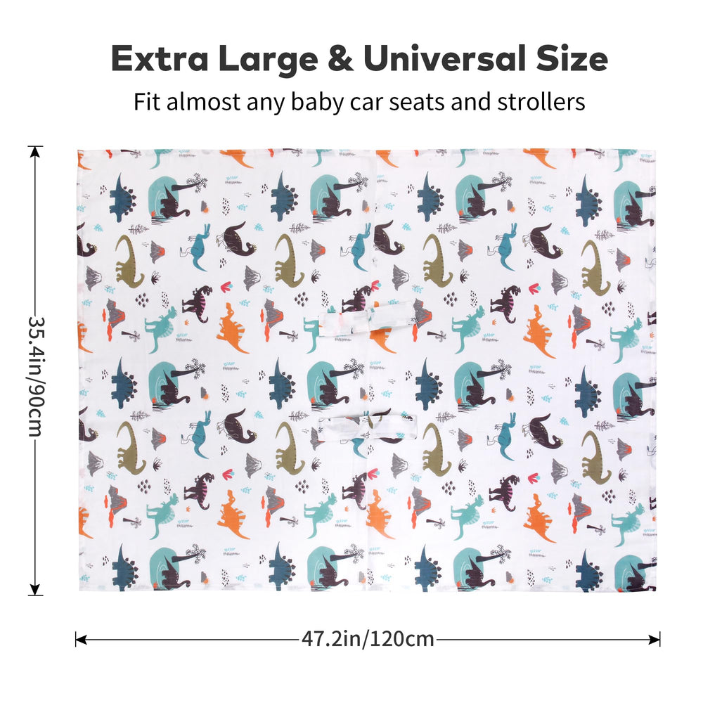 Rquite Muslin Car Seat Cover with Velcro strap ensures secure, easy setup.