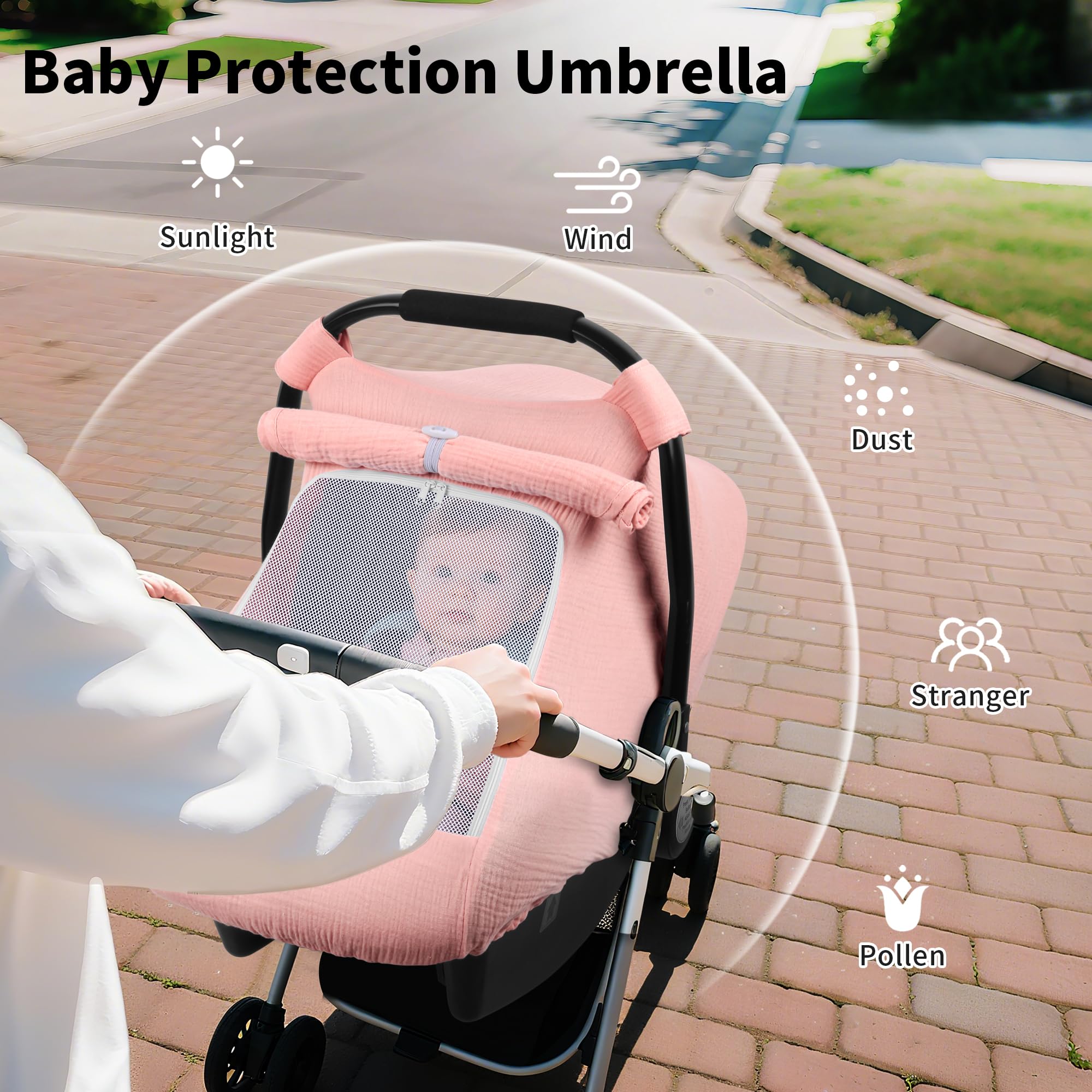 Rquite newborn essentials mesh window design enabling easy baby in/out access.