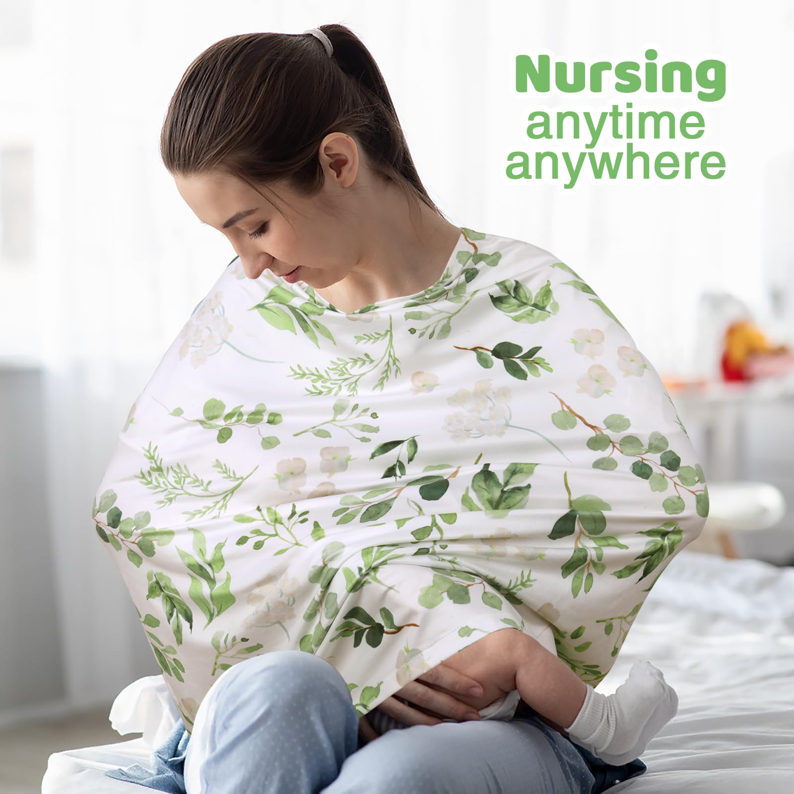 Rquite nursing cover offers versatile use on car seats, strollers, and carts.